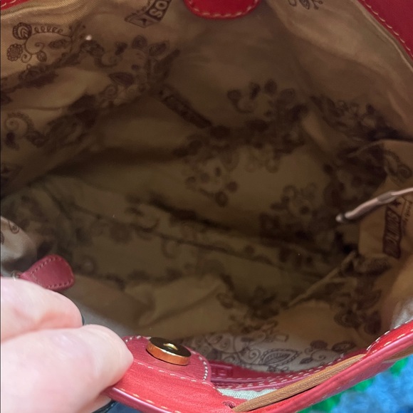 Pikolinos Leather Crossbody Bag in Burnt Orange with Tan Trim - Picture 7 of 8